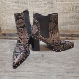 Charles By Charles David Snakeskin Ankle Boots with Studs Size 10